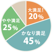 大満足！20% かなり満足45% やや満足25%